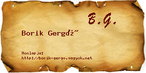 Borik Gergő névjegykártya